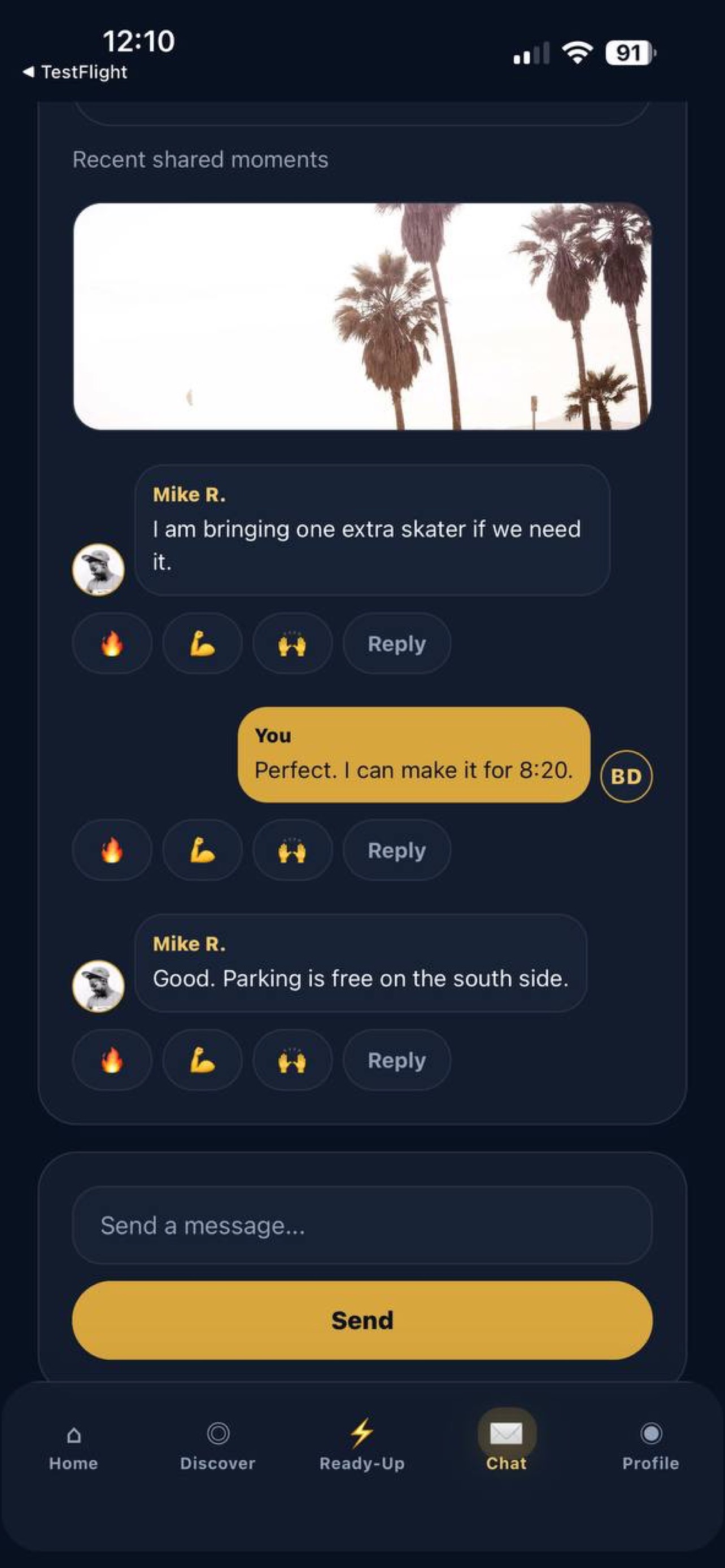 Dawg Pound chat screen