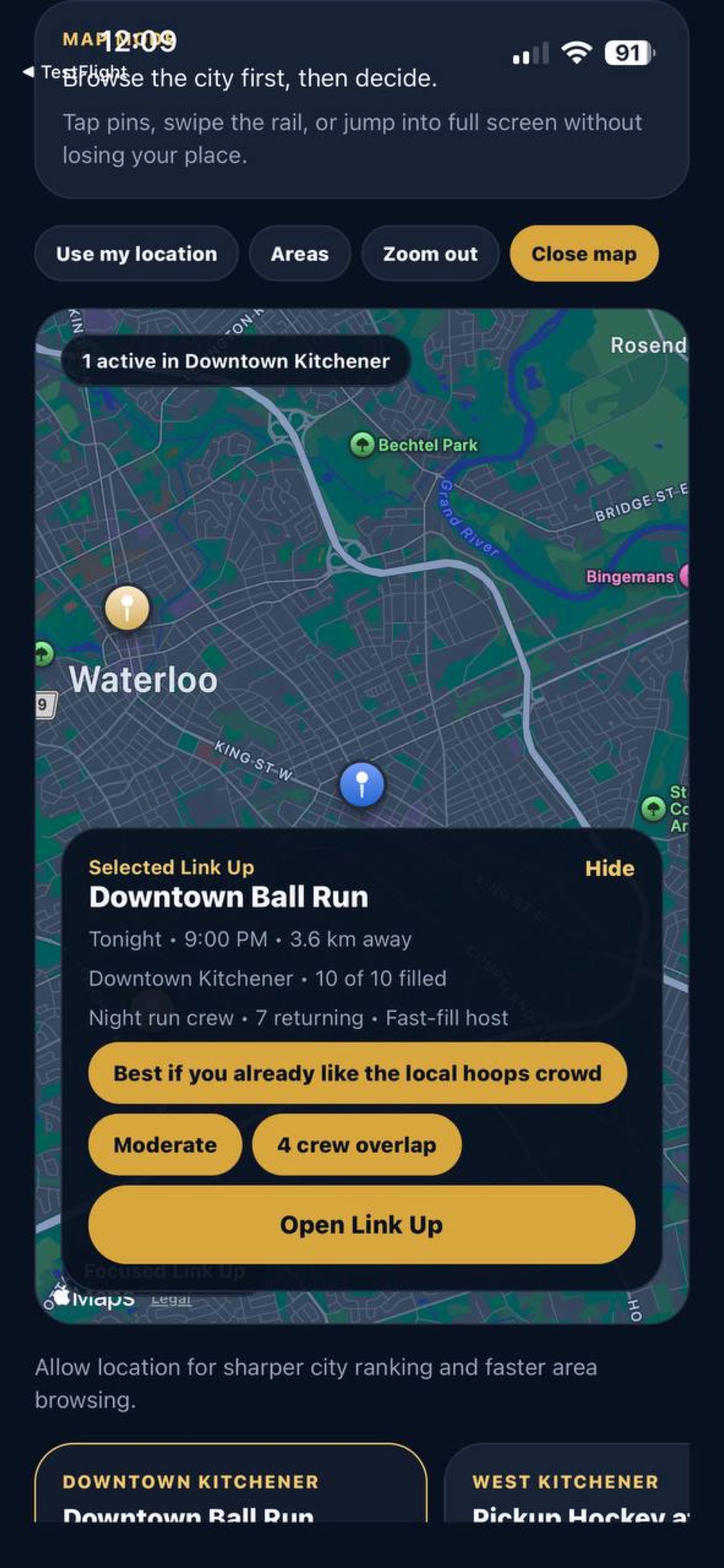 Dawg Pound discover map screen