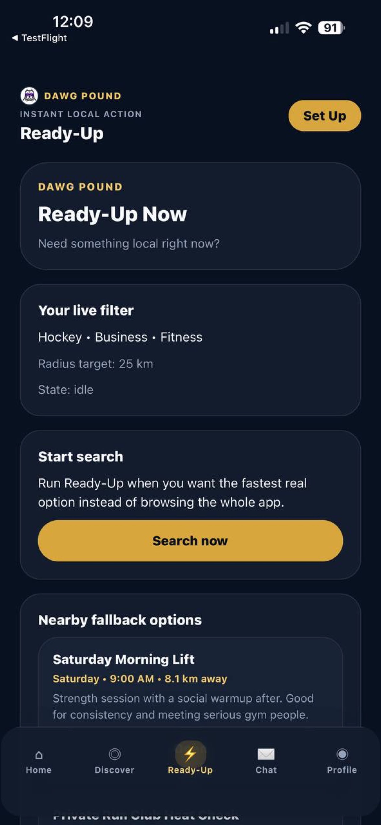 Link Up details screen